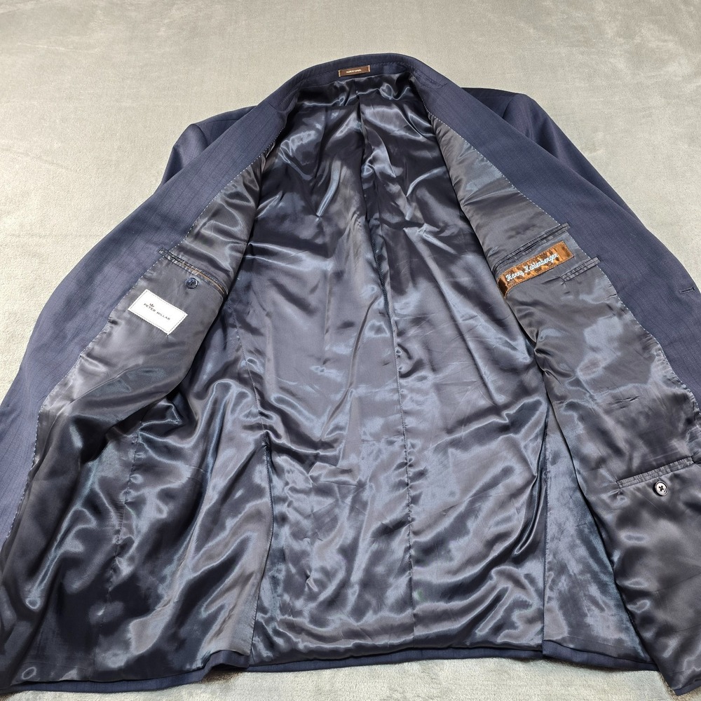 Peter Millar Blazer Jacket Sports Coat Mens‎ 48 Navy Blue 100% Wool Flaw Stain - Picture 4 of 15